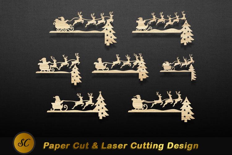 Mountain forest landscape wood cutouts trees nature Laser