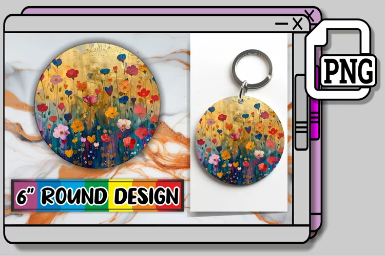 Petal Parade Sublimation Options - Keychain & Car Coaster