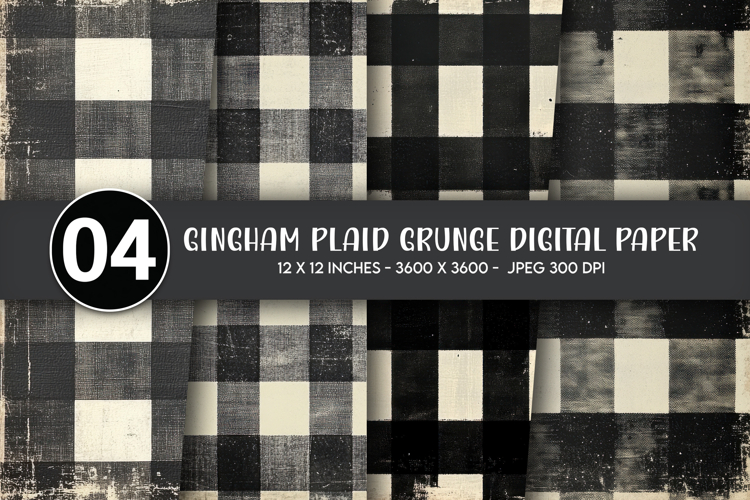 Gingham Plaid Grunge Digital Paper example image 1