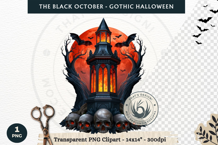 The Black October Gothic Halloween Clipart, Horror character