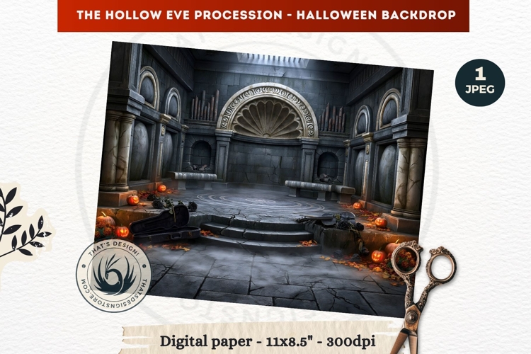 Gothic Halloween background - Hollow Eve Procession Backdrop