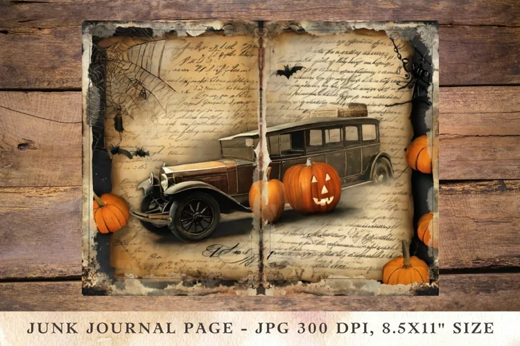 Printable Junk Journal Pages halloween car