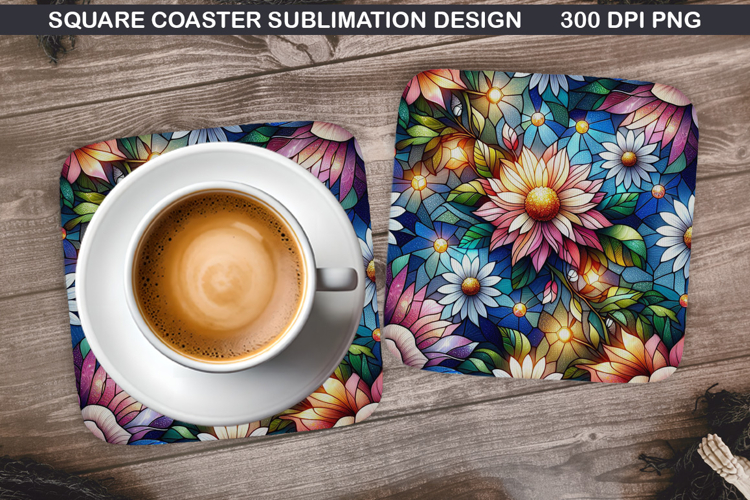 Flowers Coaster Sublimation, Spring Coaster PNG Design