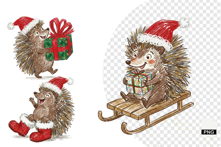 Christmas Hedgehog Clipart