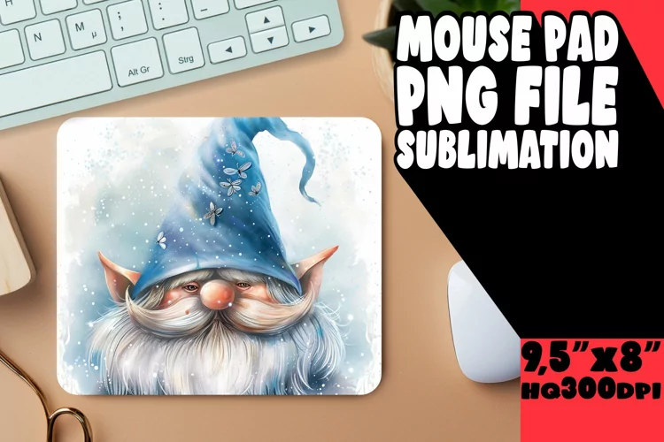 Springtime Splendor: Gnome Mouse Pad Design Sublimation PNG