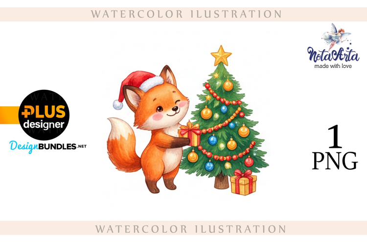 Illustration of a cute Christmas fox