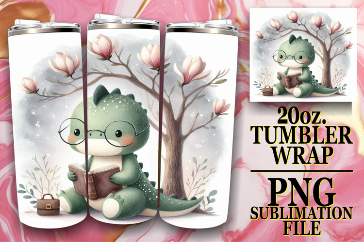 BLISSFUL SUNSETS 20oz TUMBLER WRAP, Cute Dino