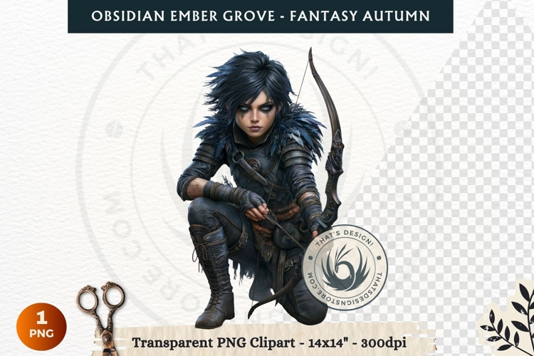 Dark Autumn Fantasy Clipart PNG for RPG Obsidian Ember Grove