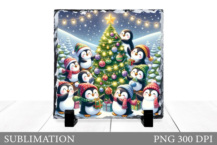 Cute Penguin Sublimation. Christmas Penguin Slate Design