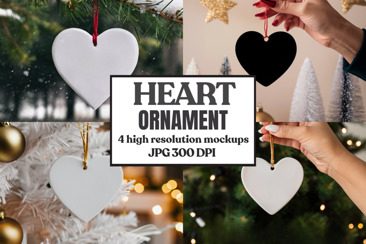 Holiday Love Heart Ornament Mockups | Romantic Christmas Tre