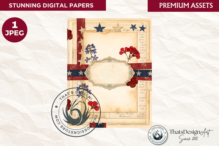 Patriotic Vintage 4th of July Junk Journal digital paper