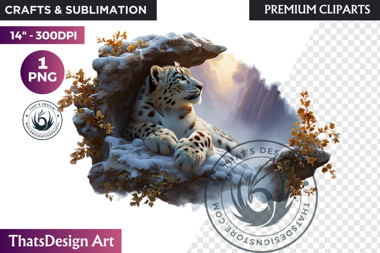 Leopard Watercolor Arctic Winter Animal Clipart Wildlife PNG