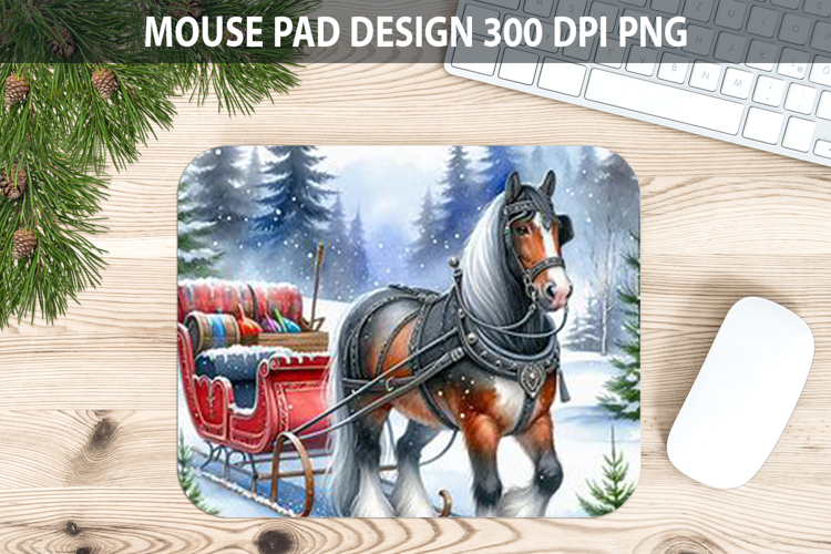Horse Mouse pad Sublimation - Christmas Animal PNG Design example image 1