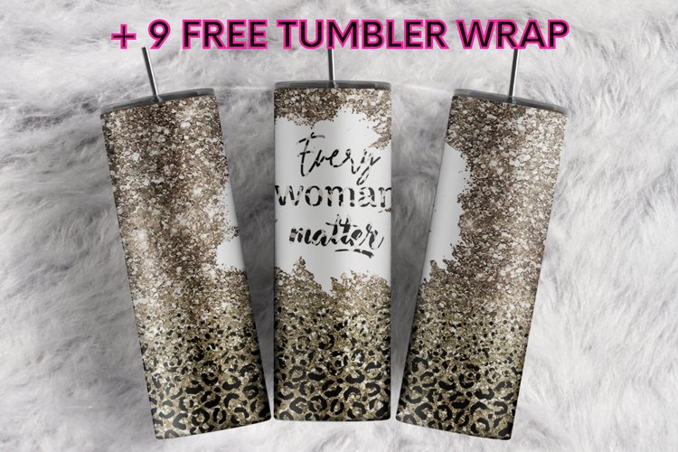 Every Woman Matter Brown Glitter Leopard 20 oz tumbler wrap