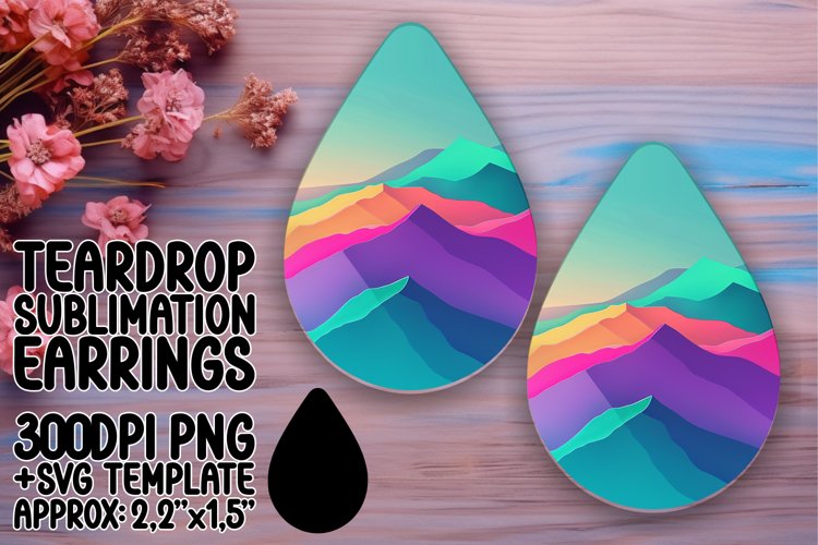 Sublimation Teardrop Earrings with Vibrant Gradient
