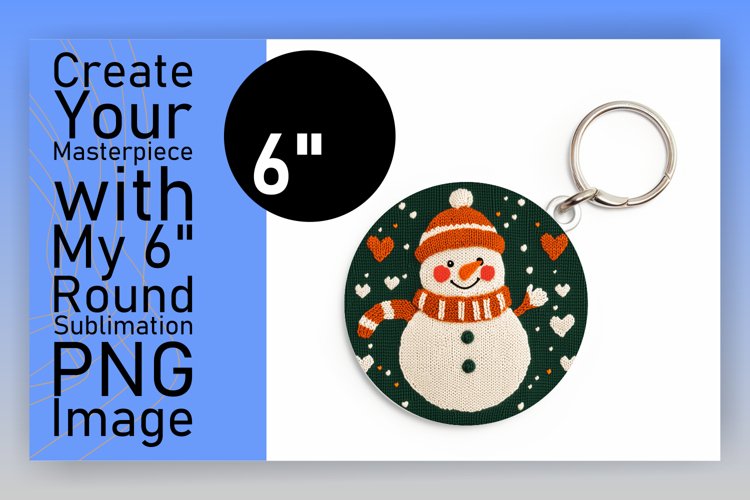 Cute Round Design Keychain Template , Snowman