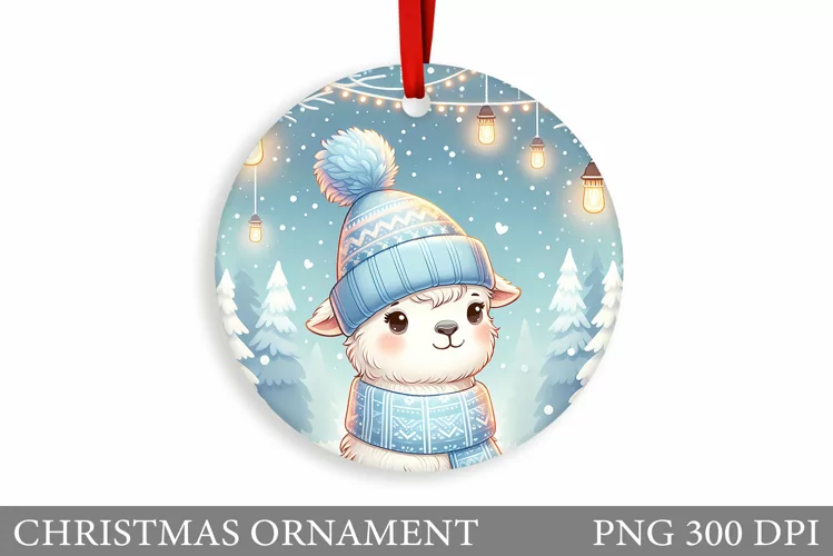 Winter Lama Christmas Ornament. Christmas Ornament Design