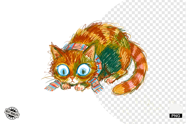 Quirky Funny Autumn Cat Clipart