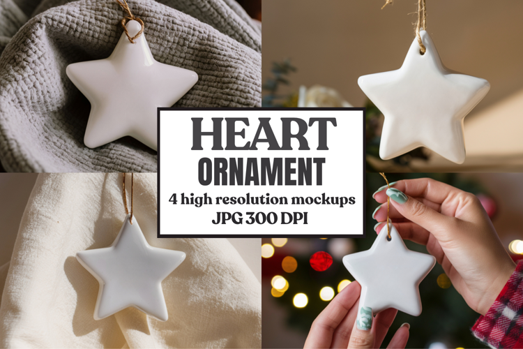 Christmas Star Ceramic Ornament Mockup | Holiday Star Tree