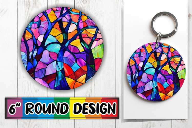 Stained Glass Tree Pattern for PNG Round Design