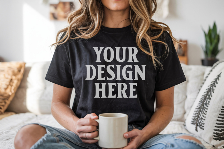 Black Tshirt Mockup Image 2