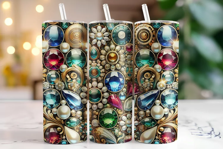 Colorful Gems Tumbler Wrap | Sublimation | Tumblers
