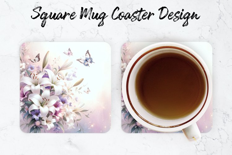 Flower Mug coaster | Coaster | Sublimation example image 1