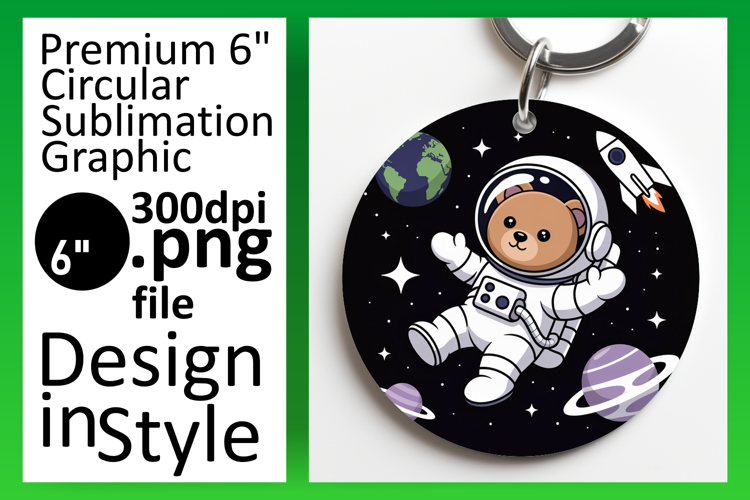 Sophisticated Round Design for Keychains , Cute Bear