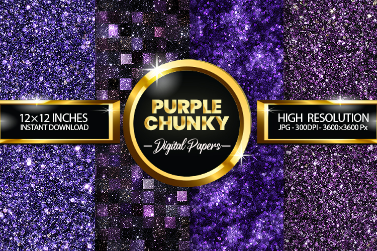 purple Chunky Digital Papers - 04 variations