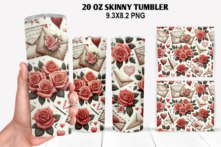 Valentine Skinny Tumbler 20oz Wrap Design, Valentine Tumbler