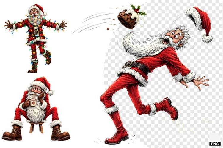 Funny Quirky Santa PNGs example image 1
