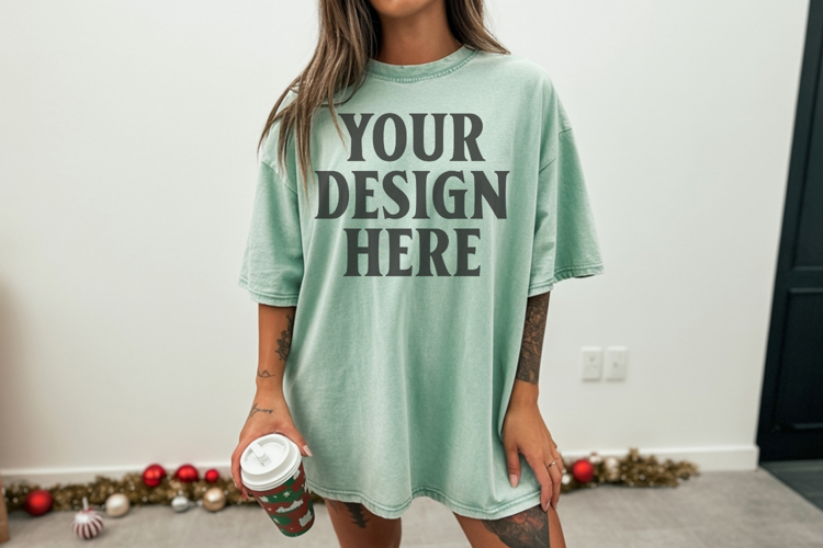 Chalky Mint Christmas Comfort Colors 1717 TShirt Mockup,cc17