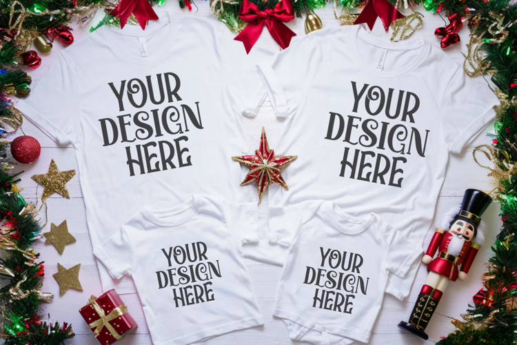 Christmas Family Matching Flat Lay T-Shirt Mockups