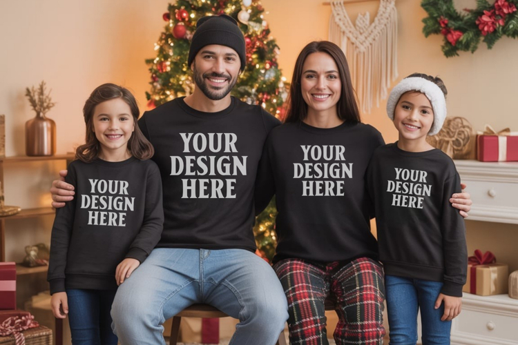 Christmas Family Matching T-Shirt Mockups | Holiday Group