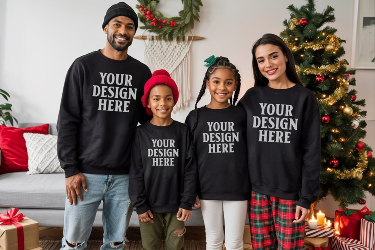 Christmas Family Matching T-Shirt Mockups | Holiday Group
