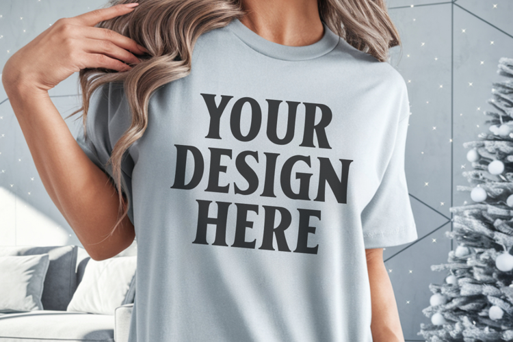 Grey Christmas Comfort Colors 1717 Mockups, CC 1717 m