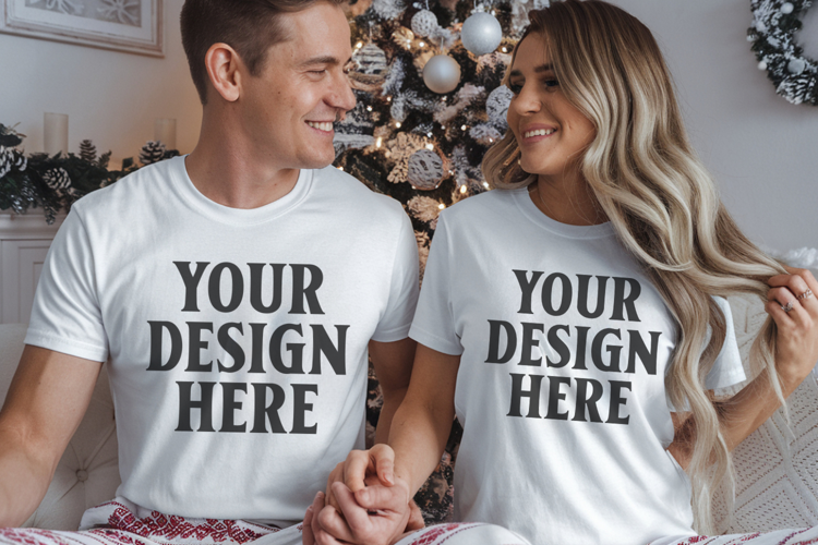 Christmas Comfort color Couple Mockup , Couple mockup