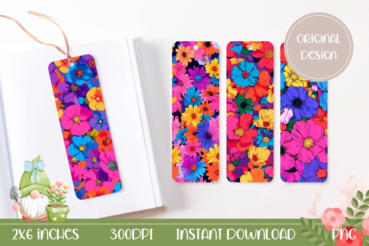 Colorful Flowers Bookmark Designs, Cartoon Bookmarks Print