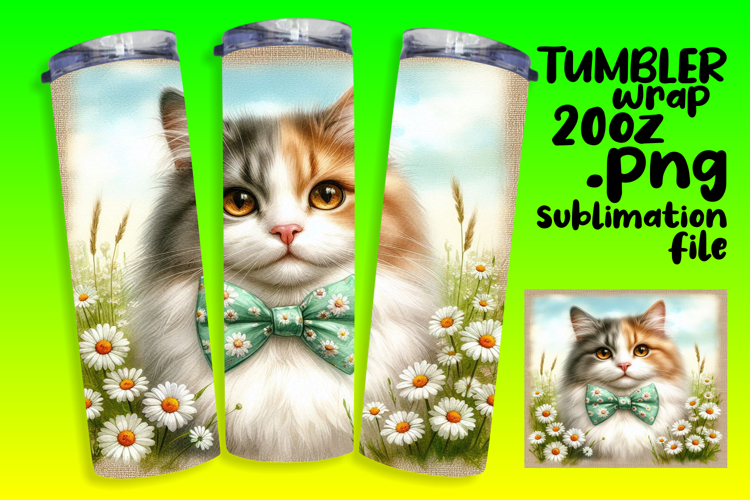 DYNAMIC 20oz Tumbler Template for Personalization , Cute Cat