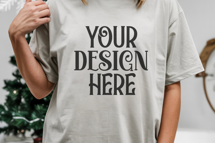Grey Comfort Colors 1717 Christmas Mockup, CC 1717