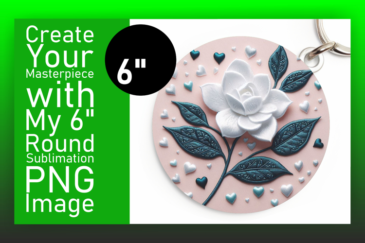 Unique Circle PNG Car Coaster Design , 3D Flower