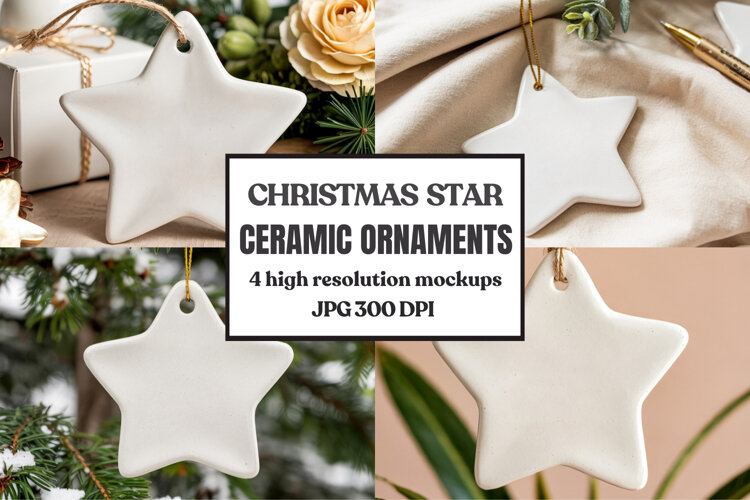 Christmas Star Ceramic Ornament Mockup | Holiday Star example image 1