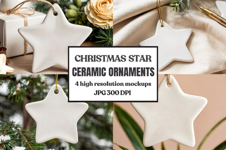 Christmas Star Ceramic Ornament Mockup | Holiday Star