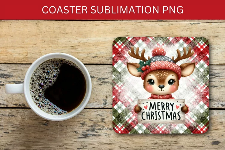 square coaster - christmas reindeers