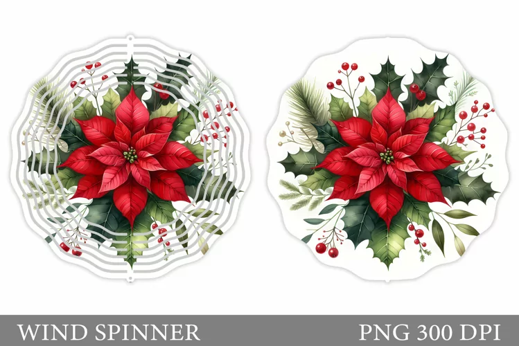Poinsettia Wind Spinner Design. Christmas Wind Spinner