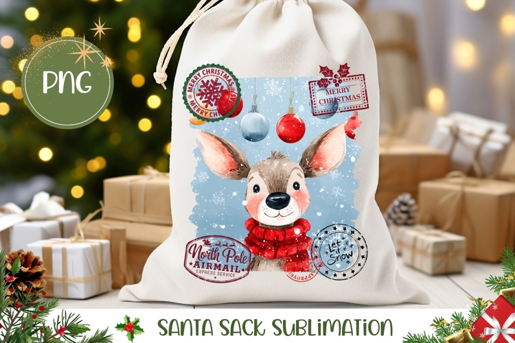 Christmas Balls Santa Sack Template, Christmas Deer PNG