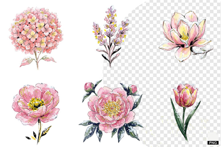 Snowy Flowers Garden Clipart example image 1
