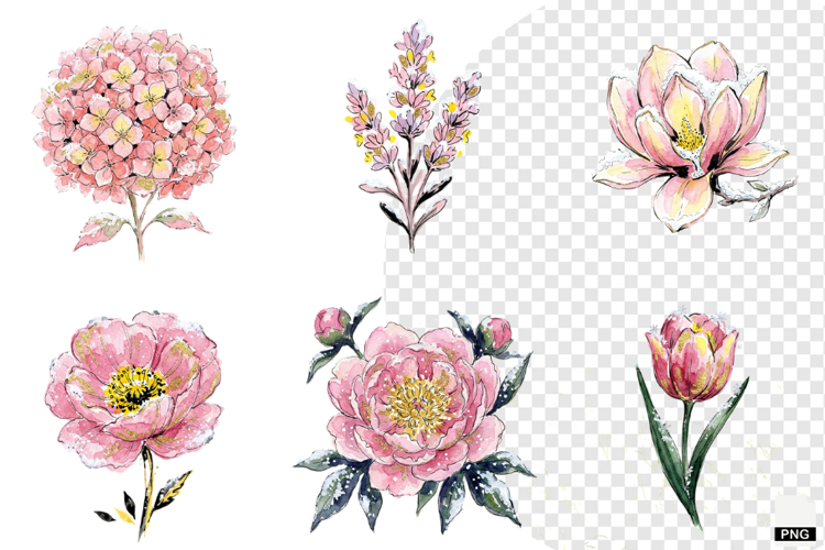 Snowy Flowers Garden Clipart