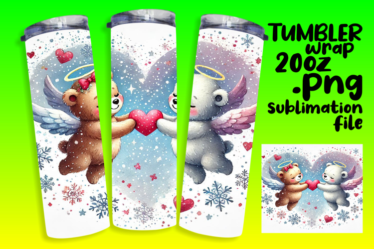 20oz Tumbler Wrap for DIY , Valentine Bear