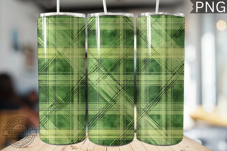 Green Plaid Tumbler Wrap - High Quality 300 Dpi